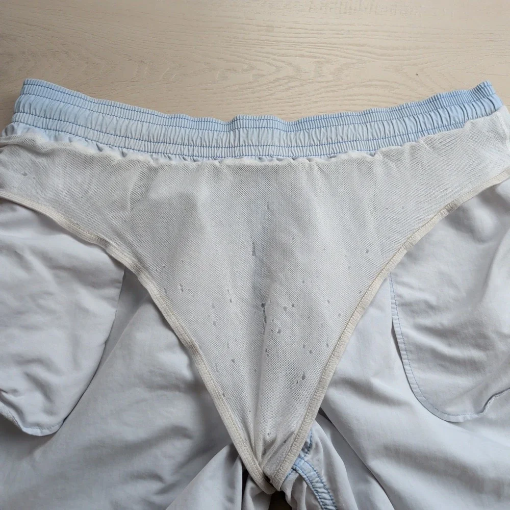 Vilebrequin Swim Trunks Mens XXL Light Blue Board Shorts Drawstring Mesh Lined